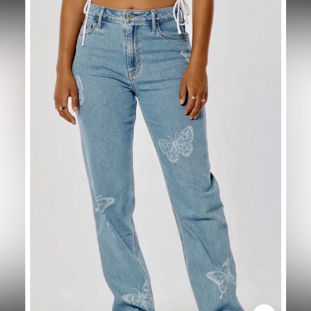 90s Y2K Butterfly Hollister Ultra High Rise Dad Jeans
